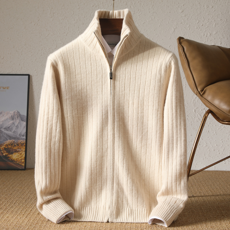Wool Coat Peacoat - Cardigan à col montant pour homme,