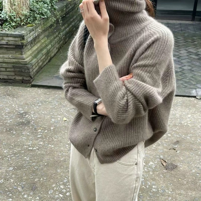 Cardigan à col roulé pour femm - Wool Coat Peacoat avis et prix